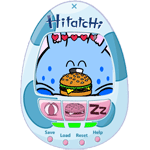 Hitatchi mangeant son hamburger